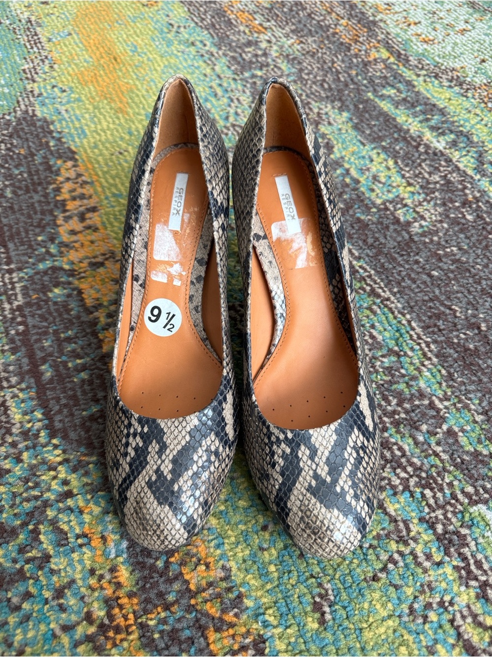 Geox Women's Snake-Print Pumps in Beige and Black